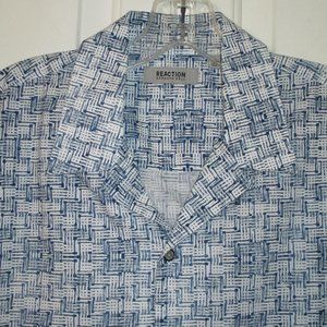 Kenneth Cole Reaction Mens S/S Blue Cotton Casual Shirt NWOT - Size Medium